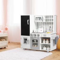 Kinderkeuken met Bord en Gesimuleerde Geluiden Houten Speelkeuken Incl. Speeltoebehoren Wit 83 x 32 x 80 cm
