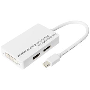 Digitus DB-340509-002-W DisplayPort-kabel DVI / HDMI / DisplayPort Adapter DisplayPort-bus, HDMI-A-bus, DVI-D 24+1-polige bus 0.20 m Wit Afgeschermd (dubbel),