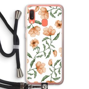 Peachy flowers: Samsung Galaxy A20e Transparant Hoesje met koord