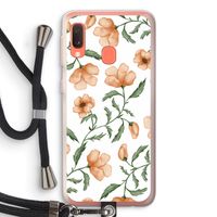 Peachy flowers: Samsung Galaxy A20e Transparant Hoesje met koord