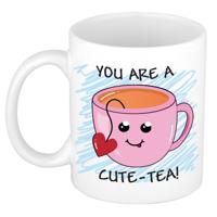 Verjaardags/cadeau mok - roze - Smile Emoticon cute tea - grappig - keramiek - 300 ml