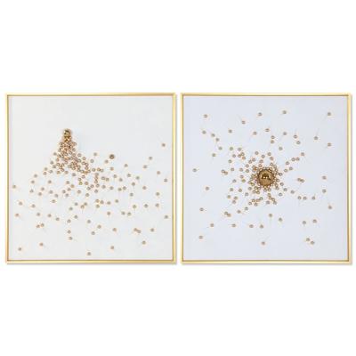 Schilderij Home ESPRIT Wit Gouden Modern 100 x 3,5 x 100 cm (2 Stuks)
