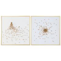Schilderij Home ESPRIT Wit Gouden Modern 100 x 3,5 x 100 cm (2 Stuks)