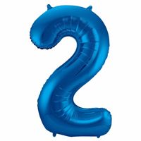 Cijfer 2 ballon blauw 86 cm   - - thumbnail