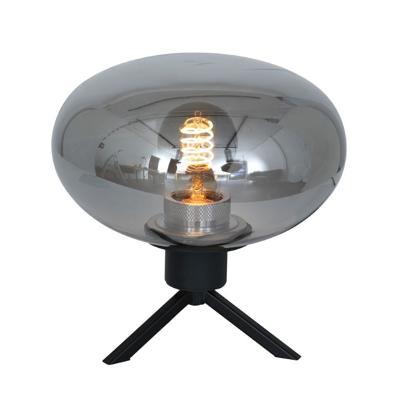 Steinhauer Glazen tafellampReflexion 22cm zwart met smoke glas - 2681ZW