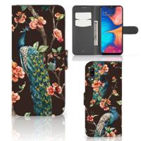 Samsung Galaxy A30 | Telefoonhoesje | Met pasjeshouder | Pauw met Bloemen