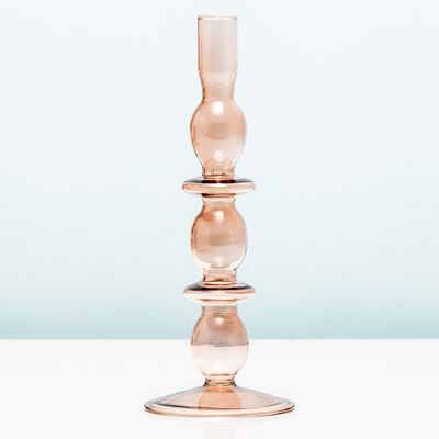 Glaskunst Bubbels Kandelaar - Groot/roze