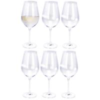 6x Witte/rode wijnglazen - 52 cl/520 ml - van kristalglas