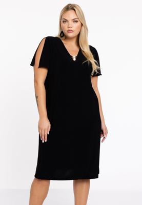 Yoek Jurk met parels | Zwart | Maat 50/52