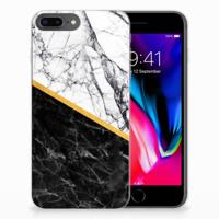 Apple iPhone 7 Plus | 8 Plus | TPU | Siliconen hoesje | Marmer Wit Zwart - Origineel Cadeau Man
