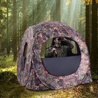 Intrekbaar Jachthok voor 3 Personen Jachttent Stalen Frame Gaasramen Draagtas Spanbanden Grondpennen Camouflage 152 x 152 x 163cm