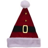 Kerstmuts - rood - met riempje - 40 cm - polyester - volwassenen Kerstmuts - rood - met riempje - 40 cm - polyester - volwassenen