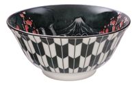 Zwart/Rode Kabuki Kom - Mixed Bowls - 14,8 x 7cm 500ml