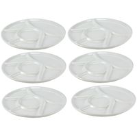 6x Witte fondue/gourmet/bbq borden 22,7 cm 6 vakken