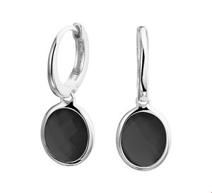 TFT Oorringen Onyx Zilver Gerhodineerd Glanzend