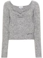 GANNI pull à logo brodé - Gris GANNI pull à logo brodé - Gris