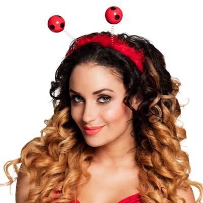 Lieveheersbeestje diadeem - rood/zwart - verkleed haarband - kunststof