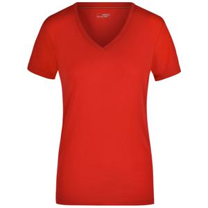 James & Nicholson t-shirt v-hals - dames - rood - stretch - korte mouwen