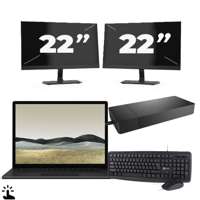 Microsoft Surface Laptop 3 - Intel Core i5-10e Generatie - 15 inch - Touch - 16GB RAM - 512GB SSD - Windows 11 Home + 2x 22 inch Monitor