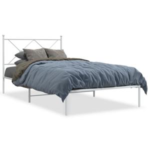 Bedframe met hoofdbord metaal wit 107x203 cm