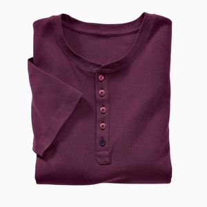 Shirt met knoopsluiting en korte mouwen, pruimkleur L Shirt met knoopsluiting en korte mouwen, pruimkleur L