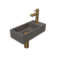 INK - Fonteinpack Quartz Rechts incl. Fonteinkraan - Design Sifon - Design Plug en Montageset - 360x180x90 Mm - Quartz Beton/mat Goud