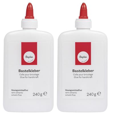 Rayher Hobby knutsel lijm - 2x - flacon van 240 gram - witte lijm - geschikt voor alles
