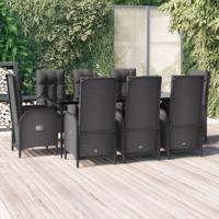 9-delige Tuinset poly rattan zwart