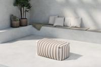 Nohr Outdoor Hocker 'Carlson' Olefin, kleur Wit/Beige Gestreept