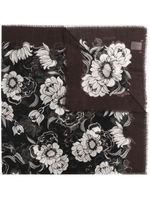 Valentino Garavani écharpe en cachemire à fleurs - Marron