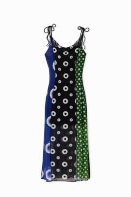 Midi-lingeriejurk met geometrische print - GREEN - S