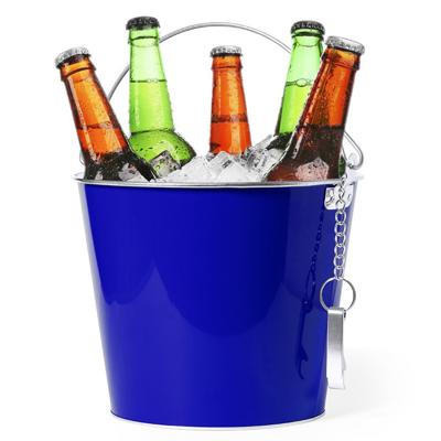IJsemmer/bierkoeler - 6L - metaal - blauw - met flesopener - wijnkoeler - drankkoeler