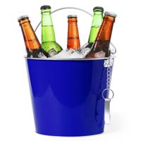 IJsemmer/bierkoeler - 6L - metaal - blauw - met flesopener - wijnkoeler - drankkoeler