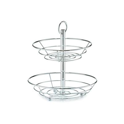 2-laags etagere - rond - zilver - metaal - D26 x H29 cm - fruitschaal/fruitmand