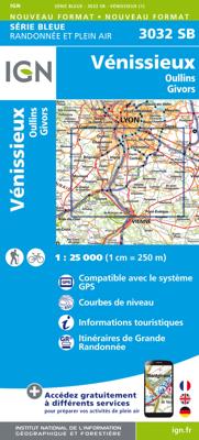 Wandelkaart - Topografische kaart 3032 SB - Serie Bleue Vénissieux, Oullins, Givors | IGN - Institut Géographique National