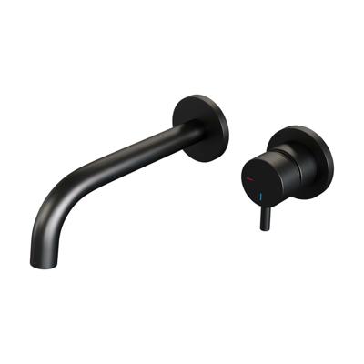 Brauer Black Edition Wastafelmengkraan inbouw - gebogen uitloop links - hendel kort smal - model B 1 - mat zwart 5-S-004-B5-65