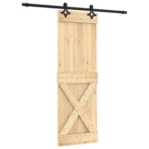 vidaXL Schuifdeur met beslag 70x210 cm massief grenenhout