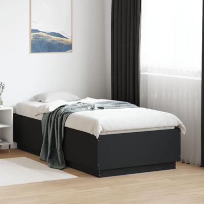 Bedframe bewerkt hout zwart 90x190 cm