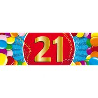 21 jaar leeftijd sticker 19 x 6 cm verjaardag versiering