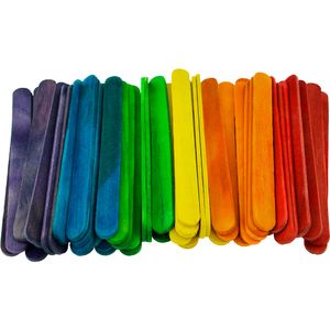 150x stuks muti-color kleur hobby knutselen houtjes/ijslollie stokjes 114 x 10 mm