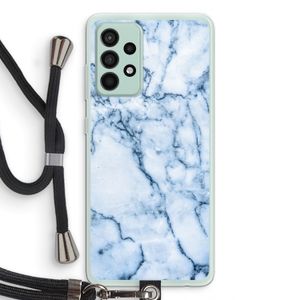 Blauw marmer: Samsung Galaxy A52s 5G Transparant Hoesje met koord