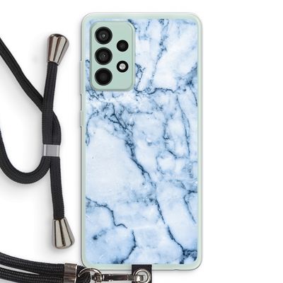 Blauw marmer: Samsung Galaxy A52s 5G Transparant Hoesje met koord