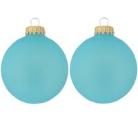 24x Spa Frost blauwe glazen kerstballen mat 7 cm kerstboomversiering