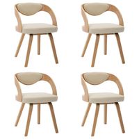 The Living Store Eetkamerstoelen - Set van 4 - Crème en lichtbruin - Kunstleer - 53 x 54 x 77 cm (B x D x H)