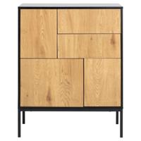 Leen Bakker - Dressoir Avola - Zwart/eiken - 103x80x40 Cm - Metaal/MDF - Zwart#Bruin