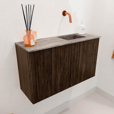 Toiletmeubel Mondiaz Joya Dlux | 70 cm | Meubelkleur Walnut | Faye wastafel Oza Wasbak Rechts | Zonder kraangat(en)