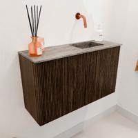 Toiletmeubel Mondiaz Joya Dlux | 70 cm | Meubelkleur Walnut | Faye wastafel Oza Wasbak Rechts | Zonder kraangat(en)