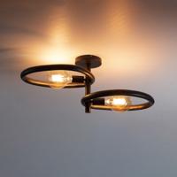 LifestyleFurn Plafondlamp 'Joelle' Artic black finish, 2-lamps