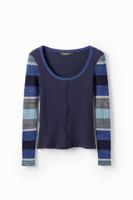 T-shirt lange mouwen strepen - BLUE - S