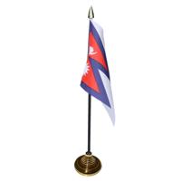 Vlag Nepal tafelvlaggetje - 10 x 15 cm - met gouden standaard - Hoogte 27 cm